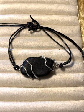 Seaham Midnight – Rare Pirate Glass Adjustable Cord Bracelet